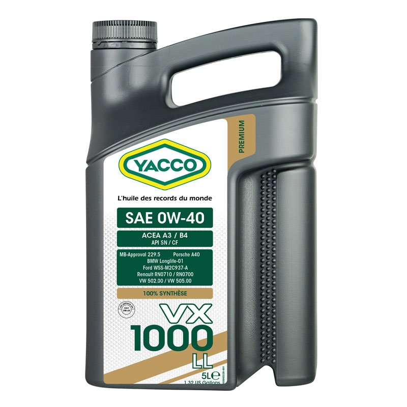 Флагманът на YACCO VX 1000 LL SAE 0W-40 вече и в 5л опаковка...